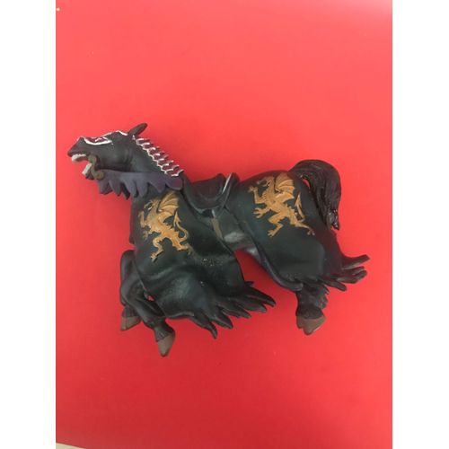 Figurine Cheval De Guerre Medieval Avec Dragon Aile - Destrier Du Moyen Age Avec Dragon Aile - Papo - 12x10 Cm