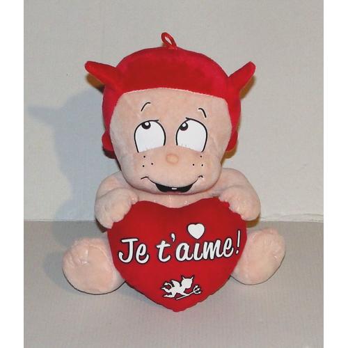 Peluche Diablotin Je T'aime Joan Evereet Disign - Doudou Diable Assis 20 Cm