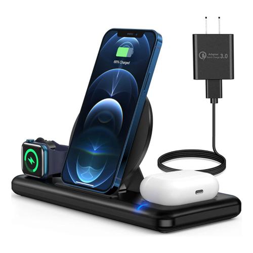 Chargeur sans fil 5 en 1, station de charge rapide compatible avec iPhone  13/12 Pro Max Mini/AirPods Pro/2, station de charge de montre sans fil pour