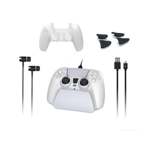 Ensemble De Jeu 8 En 1 Poignée Étui De Protection Manchon De Déclenchement Casque Présentoir Câble De Charge Pour Manette Sans Fil Ps5