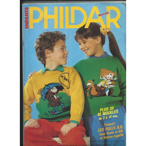 Catalogue Phildar Mailles Enfants Modèles Et Explications Exclusif : Les Pulls B.D. Avec Boule Et Bill Et Gaston Lagaffe Automne 1988