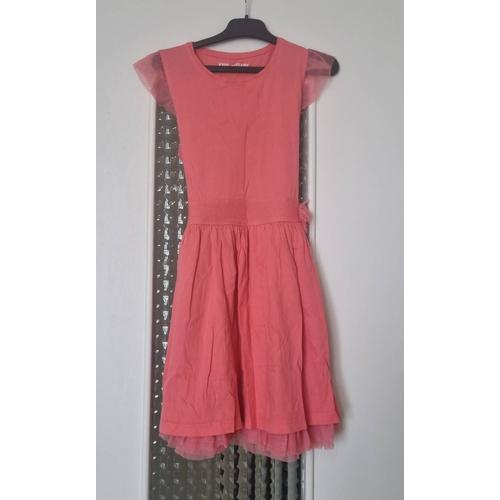 Robe Mi-Longue Rose Corail Vynil Fraise Taille 10ans