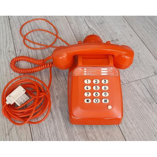 Téléphone Socotel S63 orange à touches - années 80