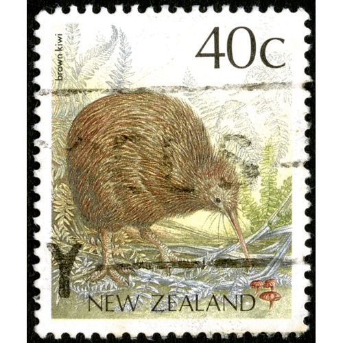 Timbre Oblitéré New Zealand, Brown Kiwi, 40 C