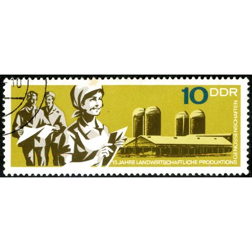 Timbre Oblitéré Ddr, 15 Jahre Landwirtschaftliche Produktions Genossenschaften, 10