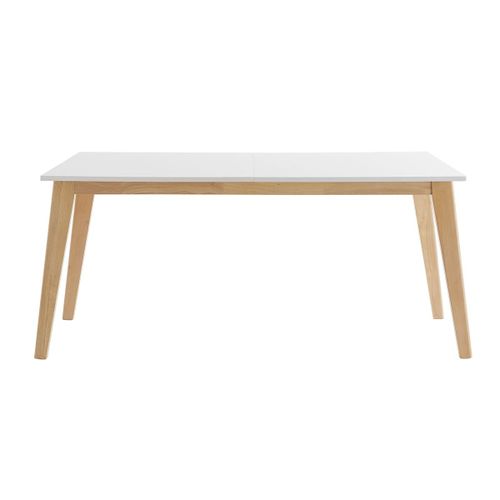 Table ? Manger Extensible Blanche Et Bois Clair L160-205 Swad