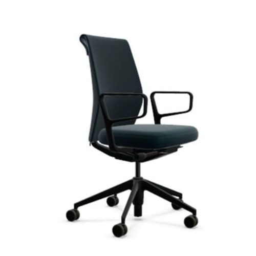 Vitra - Siège De Bureau Id Cloud - Pétrole/Nero - Pétrole/Nero - Accoudoirs En Anneau - Roulettes Pour Tapis - Bleu