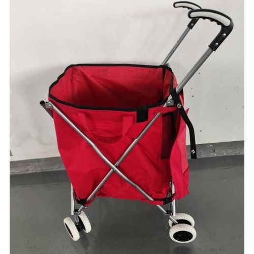 Chariot de Courses Pliable 90L COSTWAY, 4 Roues Freinage Direction à 360°, Cadre en Acier en Forme de X, Charge max 54 KG Rouge
