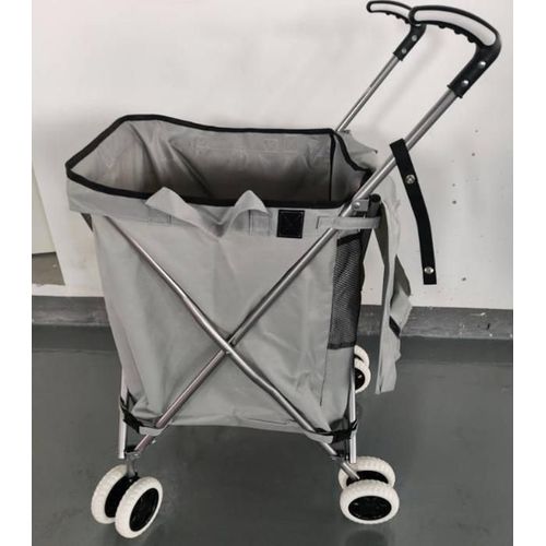 Chariot de Courses Pliable 90L COSTWAY, 4 Roues Freinage Direction à 360°, Cadre en Acier en Forme de X, Charge max 54 KG Gris
