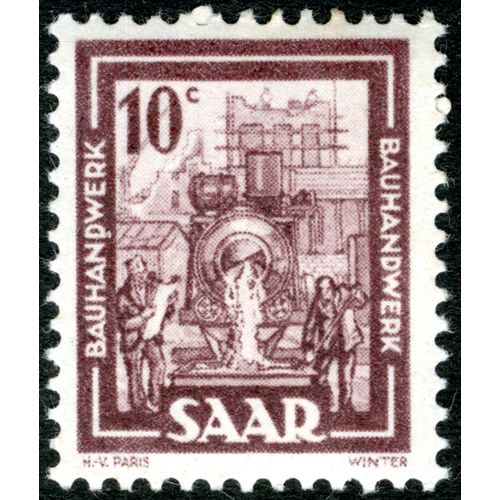 Timbre Oblitéré Saar, Bauhandwerk, 10 C