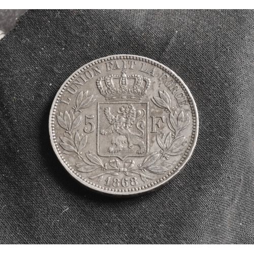 Pièce Monnaie 5 Francs Belges 1868 ( En Argent )