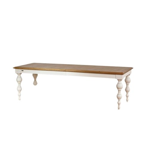 Robin Des Bois - Montgomery - Table À Rallonges Style Shabby Chic, Bois Massif, 10 À 14 Personnes, Fsc® - Blanc