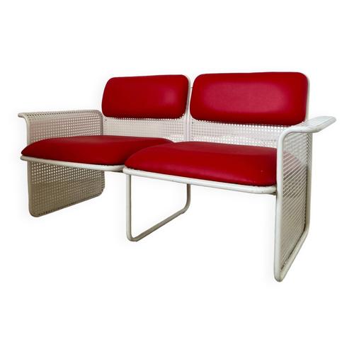 Ancien Canap 2 Places Design Italien Des Annes 70 Talin Vicenza Metal Perfor  Vintage Sofa Rouge