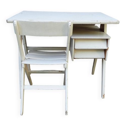 Bureau Scandinave Pieds Compas Pour Enfant Blanc
