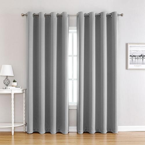 Rideau Occultant, Gris, 2 Pcs, 140 X 240 Cm, Isolant Thermique, Illets.