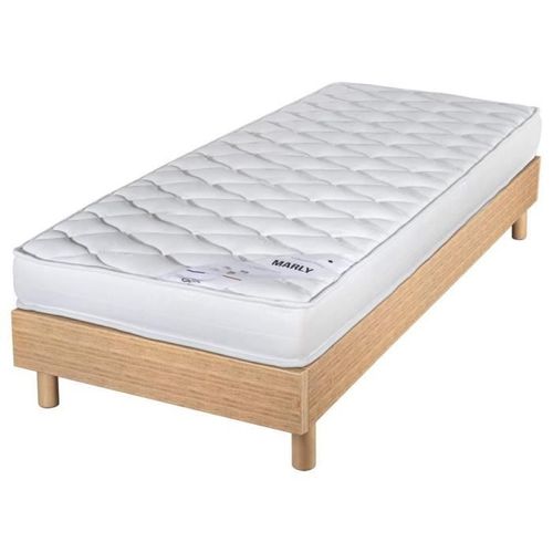 Matelas Et Sommier 90x190 Mousse - Marly - Soutien Ferme - Sommier En Kit - Chêne
