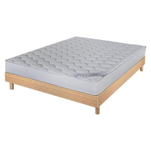 Matelas Et Sommier 140x190 Mousse - Decokit - Soutien Medium - Sommier En Kit - Chêne