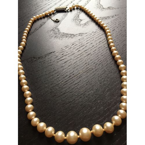 Collier De Perles Véritables Et Fermoir En Argent