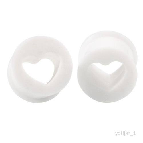 2pcs Jauges D'oreille En Silicone Sous Forme De Double Évasé Plugs Tunnels Set - Blanc 12 Mm