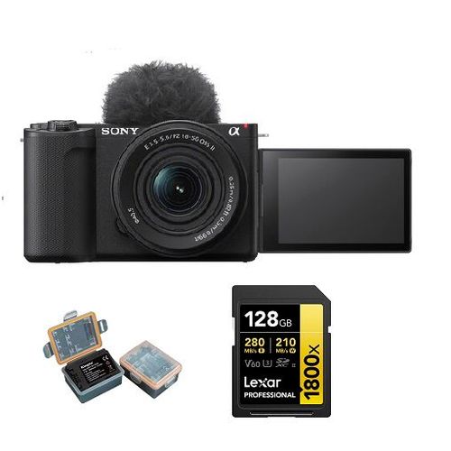 Sony ZV-E10 II + 16-50mm f/3.5- 36 OSS (Noir)+Kingma 2000mAh Battery (Sony NP-FZ100)+Carte mémoire Lexar Professional 128Go SDXC 1800x UHS-II