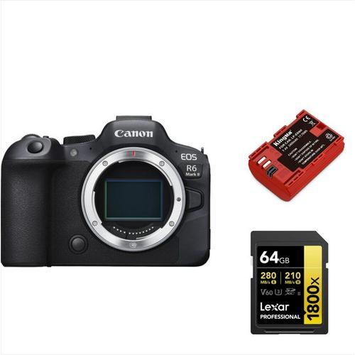 Canon EOS R6 II Boîtier+Kingma 2400mAh Battery (Canon LP-E6NH)+Carte mémoire Lexar Professional 64Go SDXC 1800x UHS-II