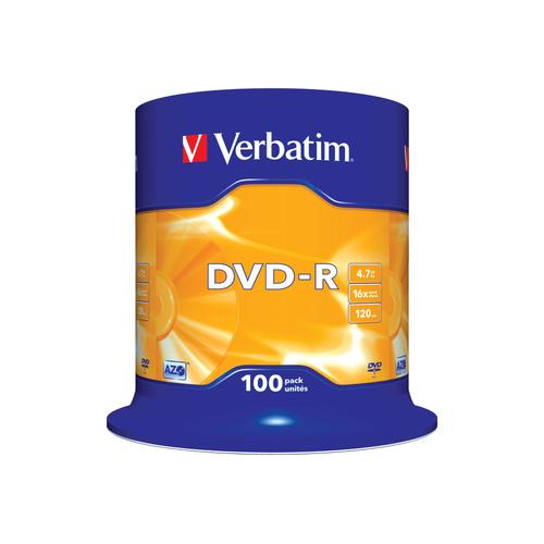 Verbatim - 100 x DVD-R - 4.7 Go 16x - argent mat - spindle