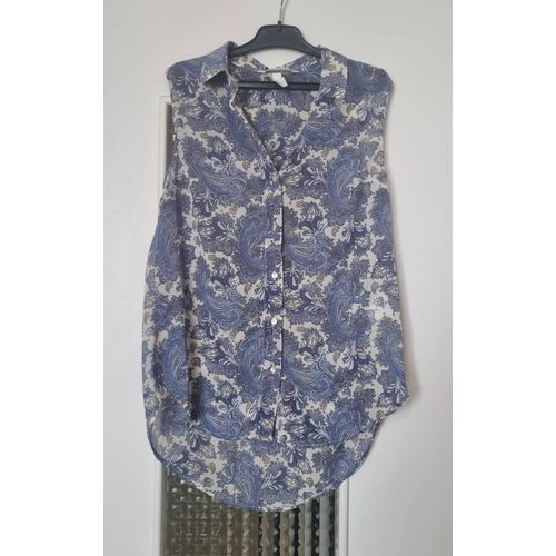 Chemisier Sans Manche Beige Imprimé Bleu H&m Taille 34