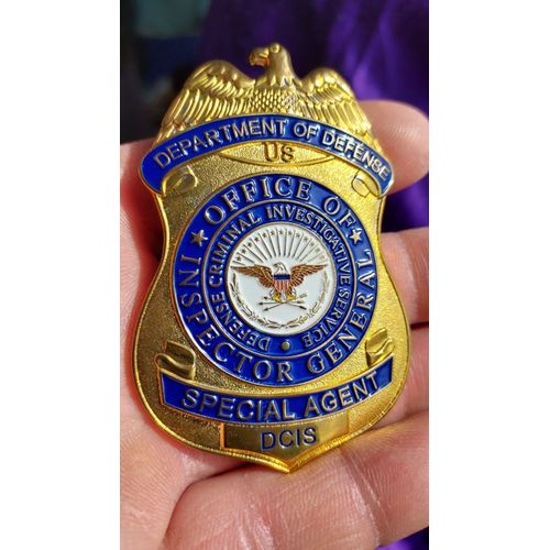 Badge Insigne Department Of Defense Special Agent Dcis Office Of Inspector General En Métal Doré Bleu Blanc Rouge 61 Grammes 7.5 Cm De Haut Objet De Décoration De Collection Réplique