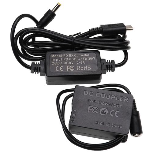 vhbw Alimentation USB compatible avec Panasonic Lumix DMC-G7 appareil photo, caméra vidéo - Coupleur DC (remplacement pour Panasonic DMW-DCC8)