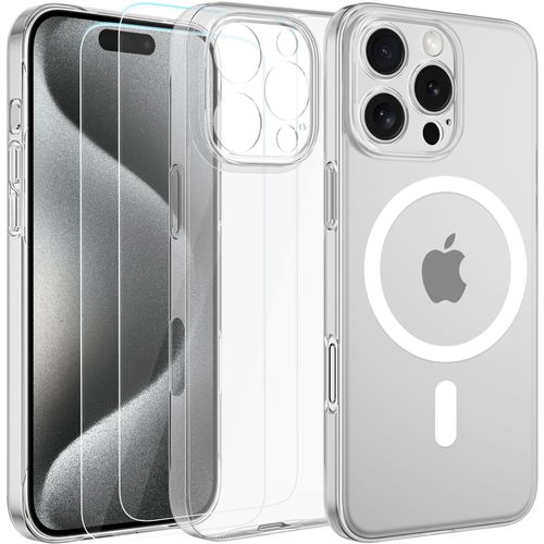 Coque Pour Iphone 16 Pro Max - 2x Vitre Verre Trempe Silicone Compatible Magsafe Full Camera