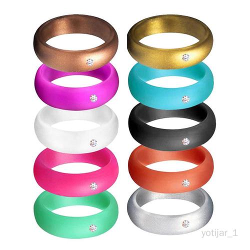 10pcs Bague En Silicone Bijoux De Mariage Mode Féminine