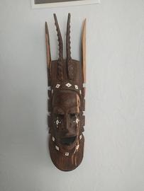 Masque africain sénégalais, sculpture en bois, décoration artisanale pour l'intérieur