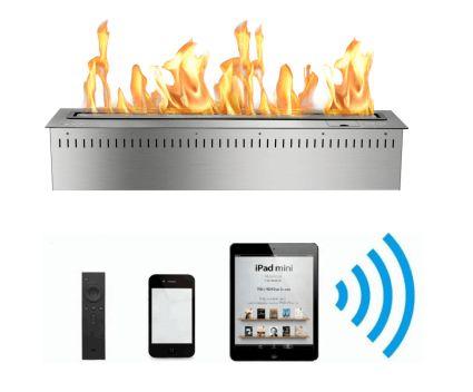 Brûleur cheminée bioéthanol télécommande wifi 120cm noir