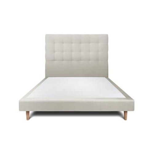 Lit 160x200cm Avec Tête De Lit Capitonnee Velours Et Double Sommier Tapissier Taupe - Hauteur Totale : 29cm