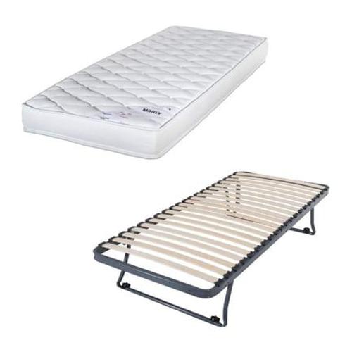 Ebac - Sommier Gigogne + Matelas Marly 1 Place - Blanc