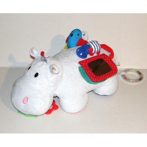 Peluche Hippopotame Axel Activités - Doudou Hippo Bleu 36 Cm