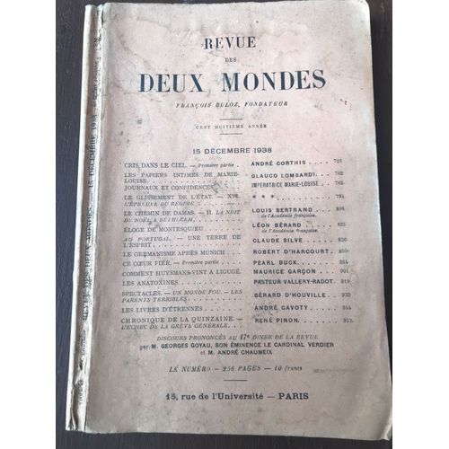 Revue Des Deux Mondes - 15 Décembre 1938 - F Buloz - Tome 48 - 108 E Année