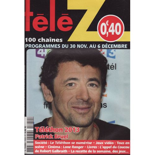 Télé Z / 25-11-2013 N°1629 : Patrick Bruel (1/2p)
