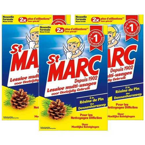 ST MARC Lot de 3 Lessives Multi-usages à la résine de Pin Etui de 1,4 Kg