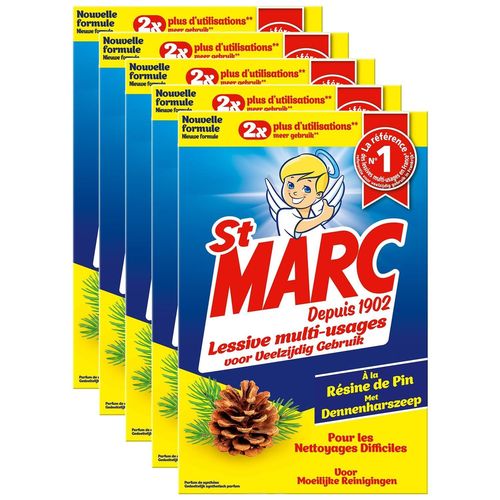 ST MARC Lot de 5 Lessives Multi-usages à la résine de Pin Etui de 1,4 Kg