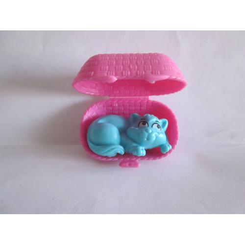 Figurine "Kinder" (2001) Chat Bleu Dans Panier Rose (K02n72 /K02-72) -