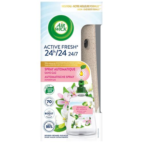 AIR WICK Desodorisant Maison Diffuseur Freshmatic + 1 Recharge Parfum Bouquet de Jasmin : Nouvelle formule Spray Automatique sans gaz