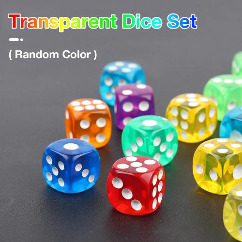 Lot De 10 Dés Transparents De 16mm, Couleur Aléatoire, Pour Jeux De Société Et De Fête, Vente En Gros