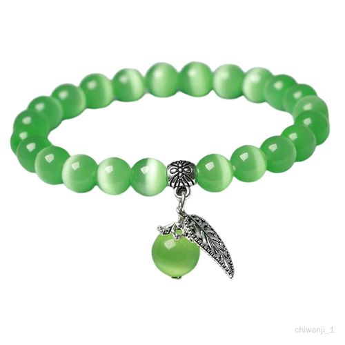 Chiwanji Bracelet Pierres Precieuses Naturelles Cristal Perles Rondes Pierre Oeil De Chat Vert Clair Taille Unique Rakuten