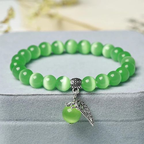 Chiwanji Bracelet Pierres Precieuses Naturelles Cristal Perles Rondes Pierre Oeil De Chat Vert Clair Taille Unique Rakuten