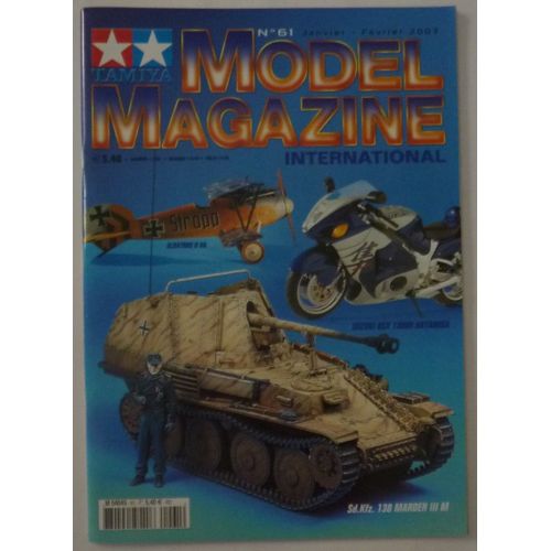 Tamiya Model Magazine 61 Janvier 2003 - Sd.Kfz. 138 Marder Iii M, Focke Wulfe Fw Ta 183, Suzuki Gsx 1300r Hayabusa, Technique: Pates À Modeler, Croiseur Prinz Eugen, Albatros D Va, Tyrrel P34 1977