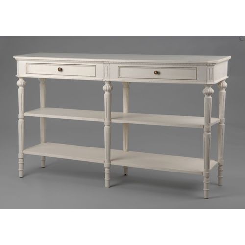 Console Double 2 Tiroirs En Bois Blanc - Blaise