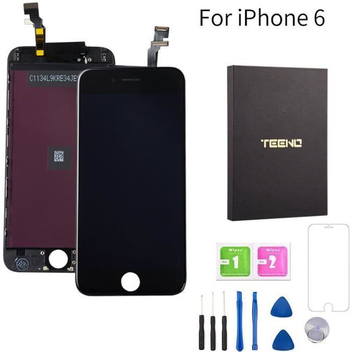 Ecran Iphone 6 Noir Teeno + Outils + Verre Trempé