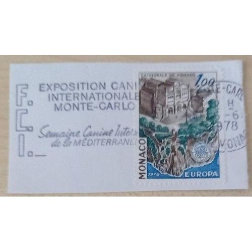 Timbre Monégasque Oblitéré À Monte-Carlo À 12h Le 5 Juin 1978, La Cathédrale De Monaco, 1 Franc.