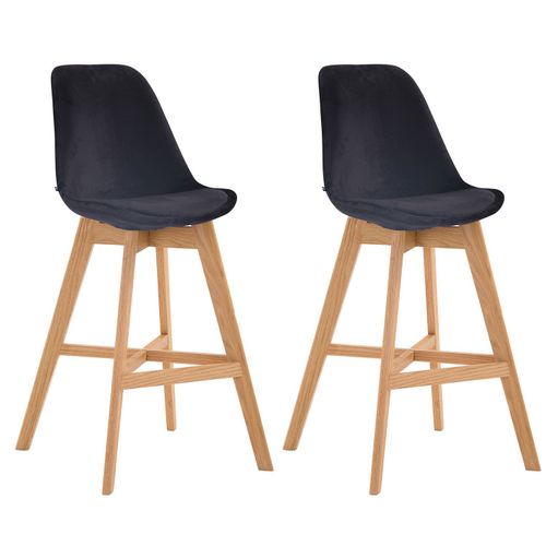 Lot De 2 Tabourets De Bar Chaise Haute Design Moderne En Velours Noir 10_0001305